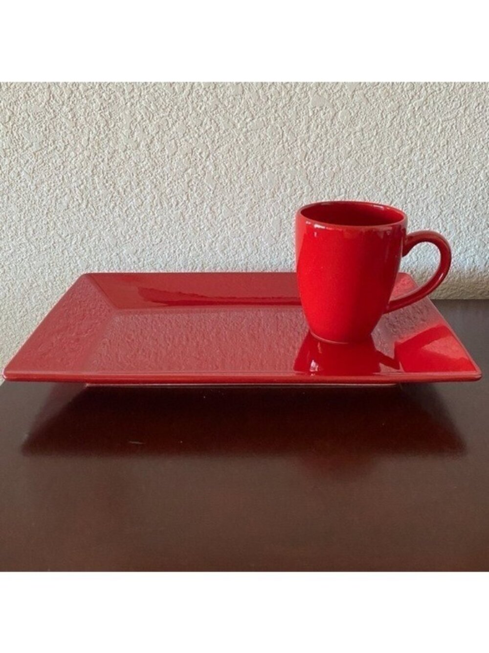 Vintage Waechtersbach Red Rectangle Dish & Mug Gorgeous Red!!